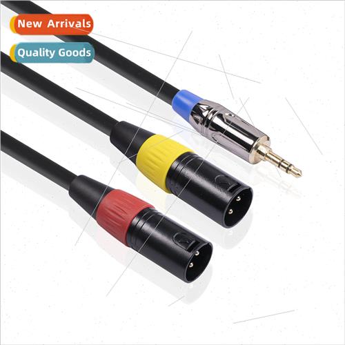 New 3.5mm male to dual ca three core male cell phone to mixe