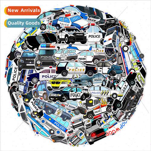 50 cartoon police car graffiti stickers luggage car laptop s