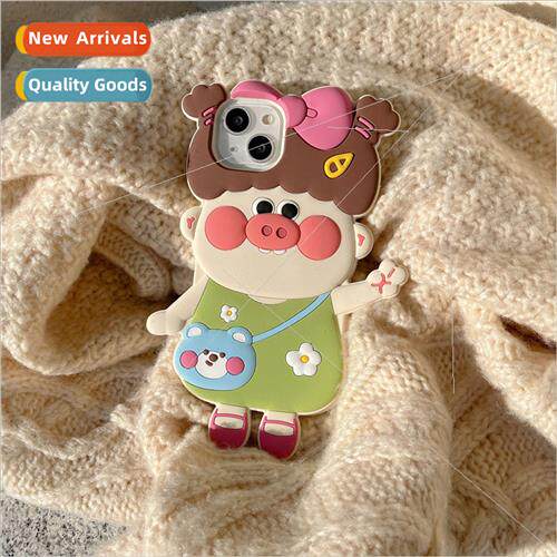 Cartoon cute backpack bear girl 适用 Apple 12Promax phone ca