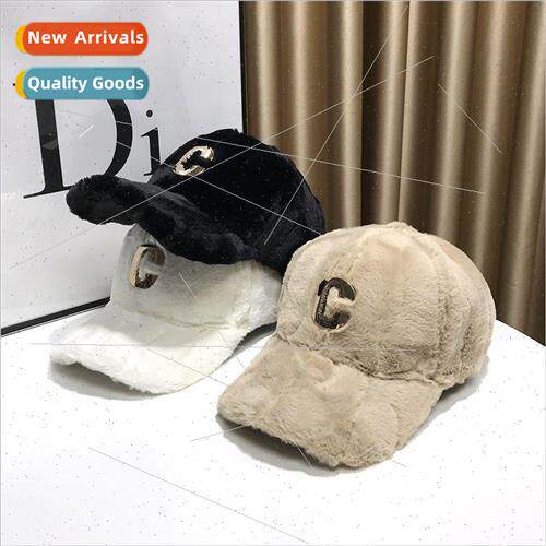 Plush duck tongue cap female fall and winter black hat show