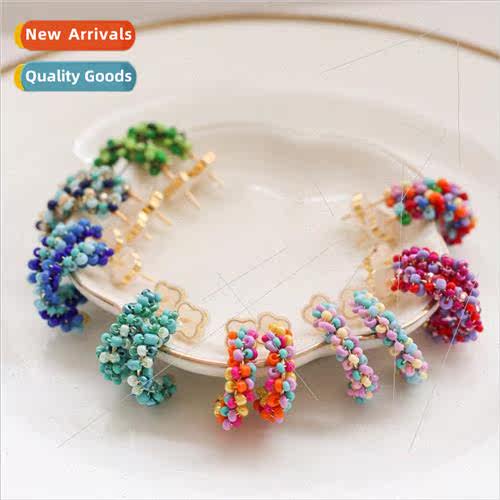 New cute wind copper wire winding round rice beads beaded wo