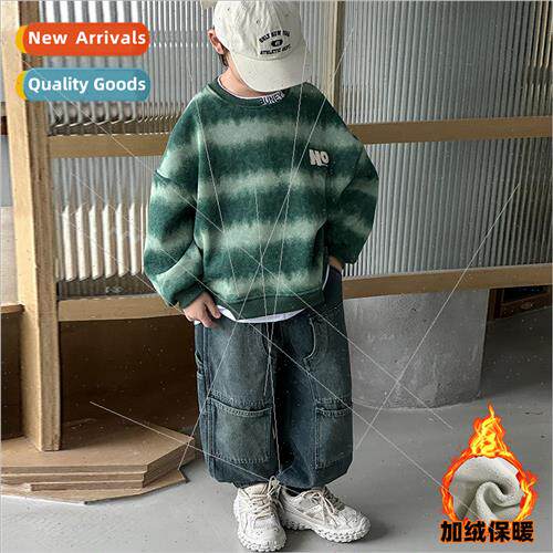Boys padded thickened one-piece fleece sweater fall and wint