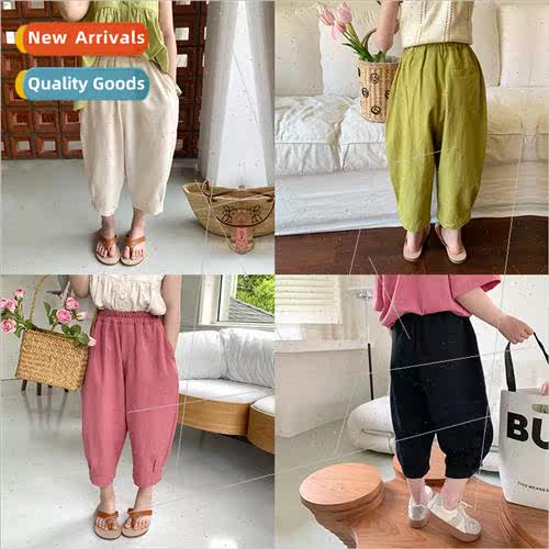 2023 summer new casual pants 适用 boys and girls solid color