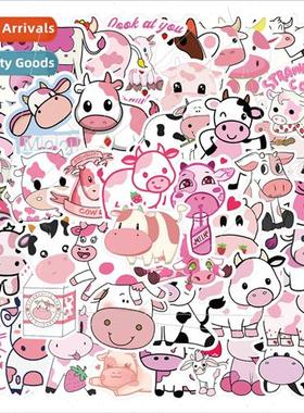 50 Cute pink cow graffiti stickers luggage motorcycle notebo