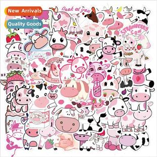 50 Cute pink cow graffiti stickers luggage motorcycle notebo
