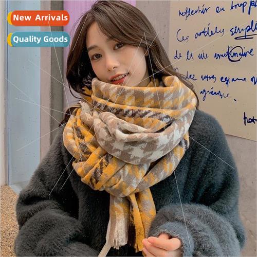 Premium sense of long section plaid pattern scarf shawl dual