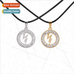Round Diamonds Stainless The Pendant Necklace Steel Flash