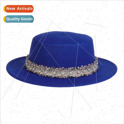 Brown tweed wide brim flat top bowler hat womens fall and wi