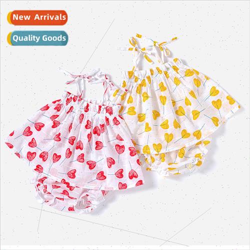 Girls summer dress set baby girl halter dress butt pants two