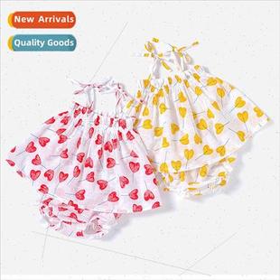 set baby pants summer two butt dress halter Girls girl