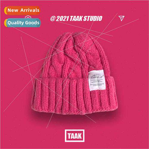 Korea ins Rose red hat female fall and winter days hemp flow