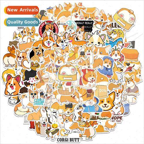 100 cartoon cute corgi dog graffiti stickers luggage DIY wat
