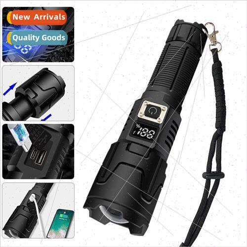 White laser flashlight telescopic zoom digital power display