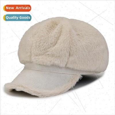 Ins new wild duck tongue cap ladies windproof warm plush cap