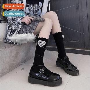 plaid love ins female Japanes socks Korean tube Summer heart