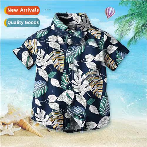 Summer Childrens Vacation Short Sleeve Floral Shirt Multi-co