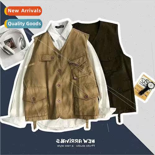 Japanese retro work vest female loose ins Harajuku casual sp
