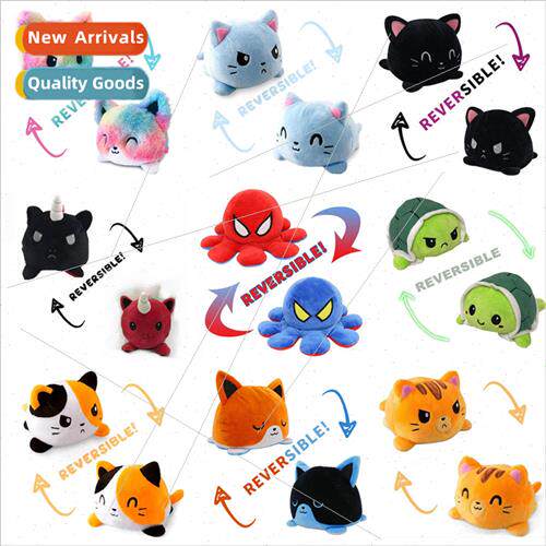 Flip cat doll plush toy double-sided expression new animal k