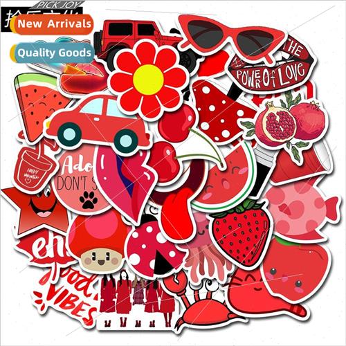 50-repeating VSCO red small fresh stickers cute cartoon per