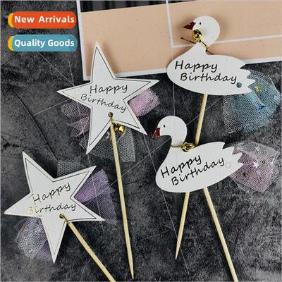 Birthday Baking Cake Decoration Bells Swan Mesh Birthday Cak