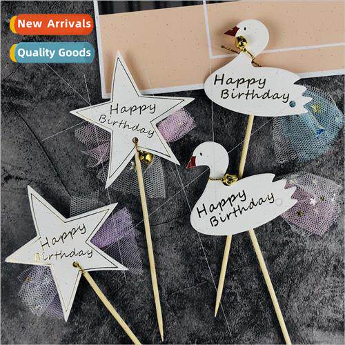 Birthday Baking Cake Decoration Bells Swan Mesh Birthday Cak