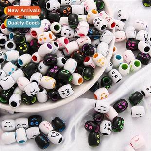 face round loose acrylic strings smiley beads 30pcs barrel