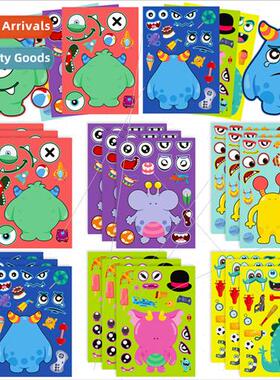 6/pack rainbow face swap stickers student toys stickers cart