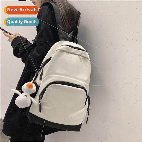 Korea simple schoolbag female new black and white solid colo