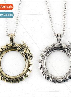 Vintage Viking Dragon Head Pendant Circle Coiled Dragon Arti