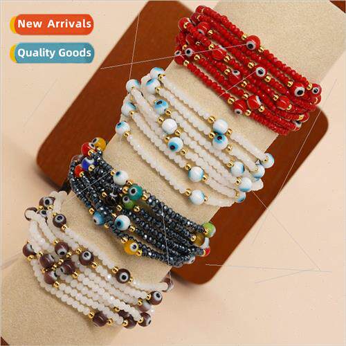 Jewelry 7 Loops Mixed Color Crystal Beads Bracelet Vintage M