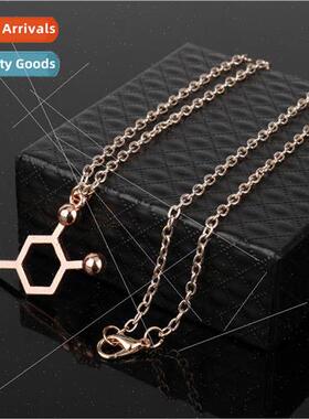 Chemical molecule dopamine rose gold necklace fashion honeyc