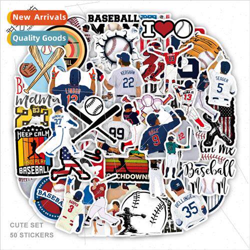 50 new cartoon baseball sports stickers decorative guitar ca