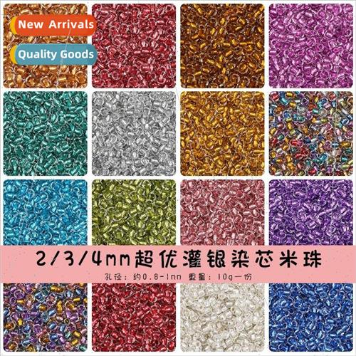 2/3/4mm super  domestic glass dye core rice beads DIY handma