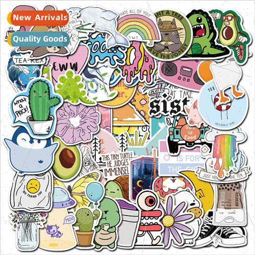 75 small fresh cartoon wind stickers notebook luggage waterp