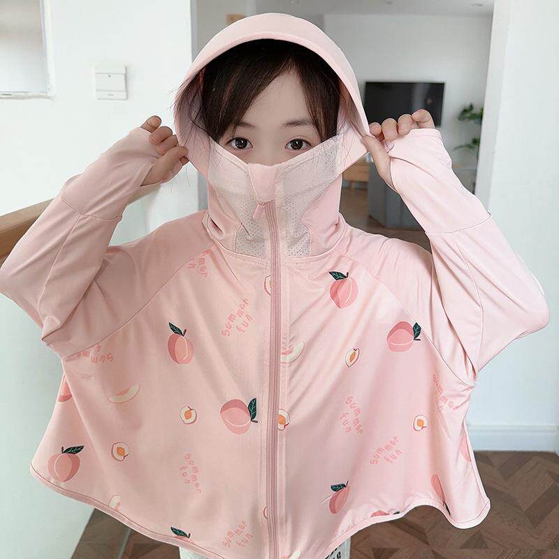 焦某同款男女儿童冰丝防晒衣印花超薄透气防紫外线皮肤衣直销