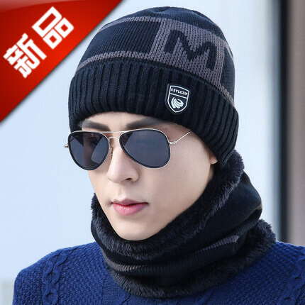 男士帽子冬季青年保暖加厚针织毛线帽韩版潮加绒秋冬棉帽防寒套头