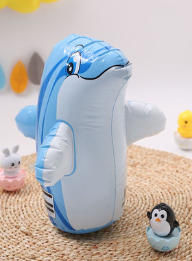 婴儿不倒翁宝宝充气企鹅玩具儿童吹气沙袋小孩防摔3-6-9个月0-1岁