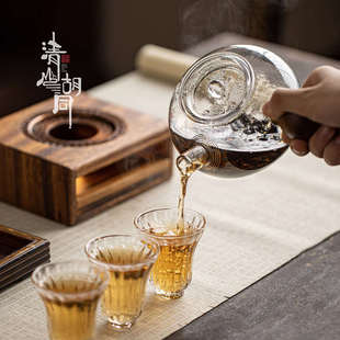 木制蜡烛温茶器玻璃暖茶炉花茶壶公道杯加热底座中式保温温酒器