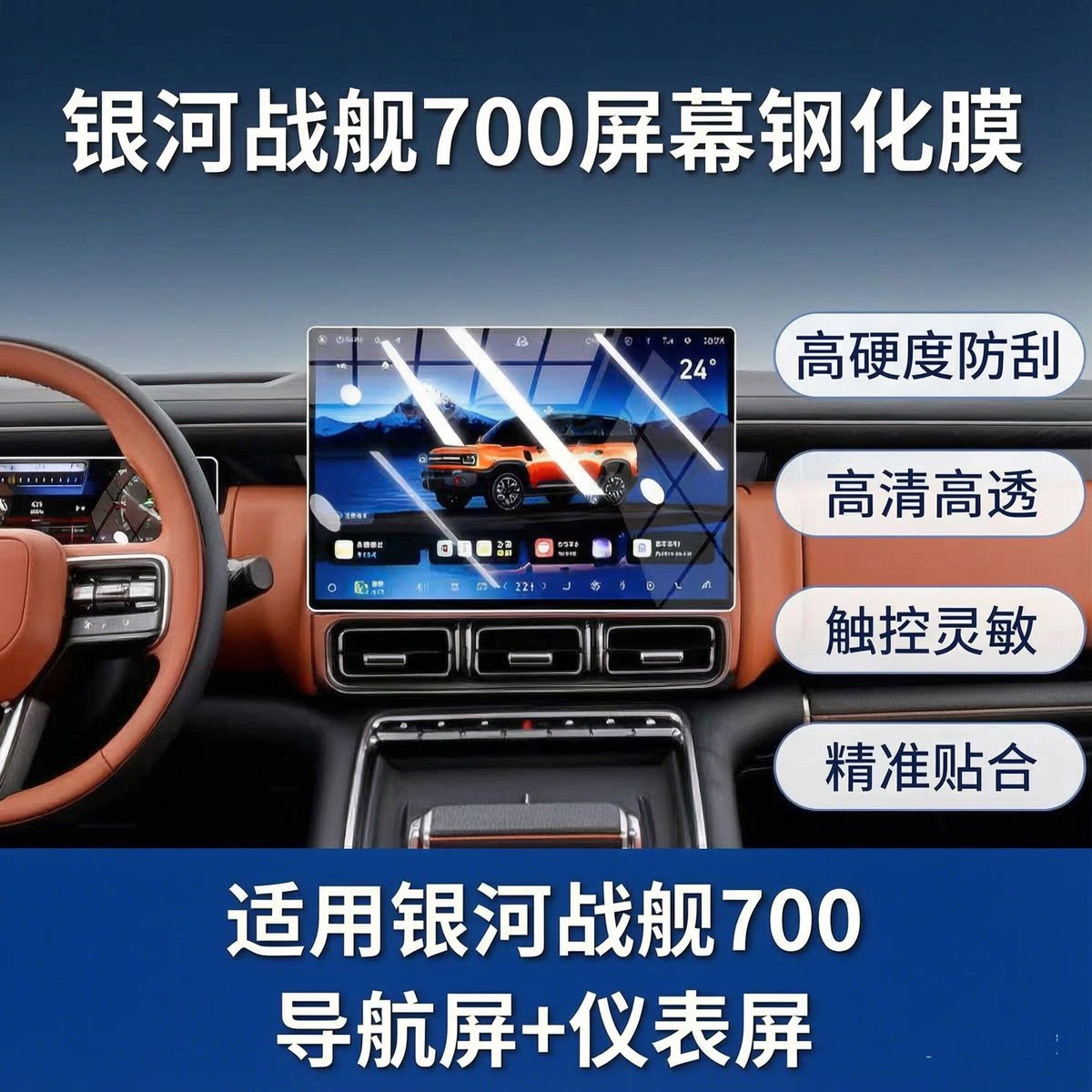 吉利银河战舰700汽车中控导航仪表屏幕玻璃保护膜高清防刮防护膜
