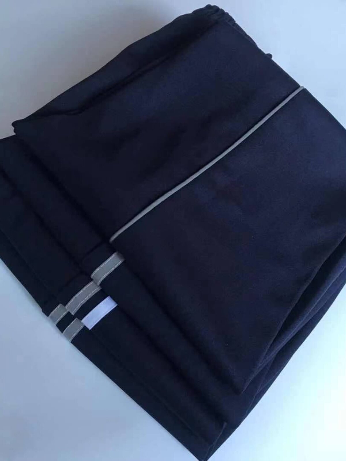 一道杠校服裤子细灰条深蓝色两道荧光杠直筒校裤学生反光条校服裤图片