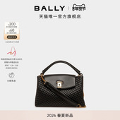 BALLY巴利26春夏LOCK 新品 ME黑色羊皮革女士手提包6313796