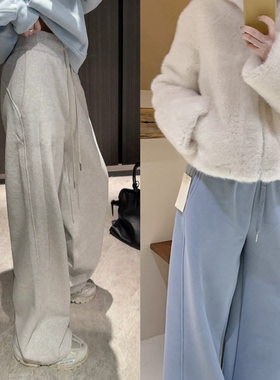 青岛外贸scub女士中腰阔腿运动裤女士休闲保暖抓绒卫裤压风保暖裤