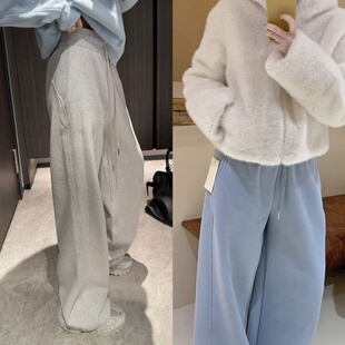 青岛外贸scub女士中腰阔腿运动裤女士休闲保暖抓绒卫裤压风保暖裤