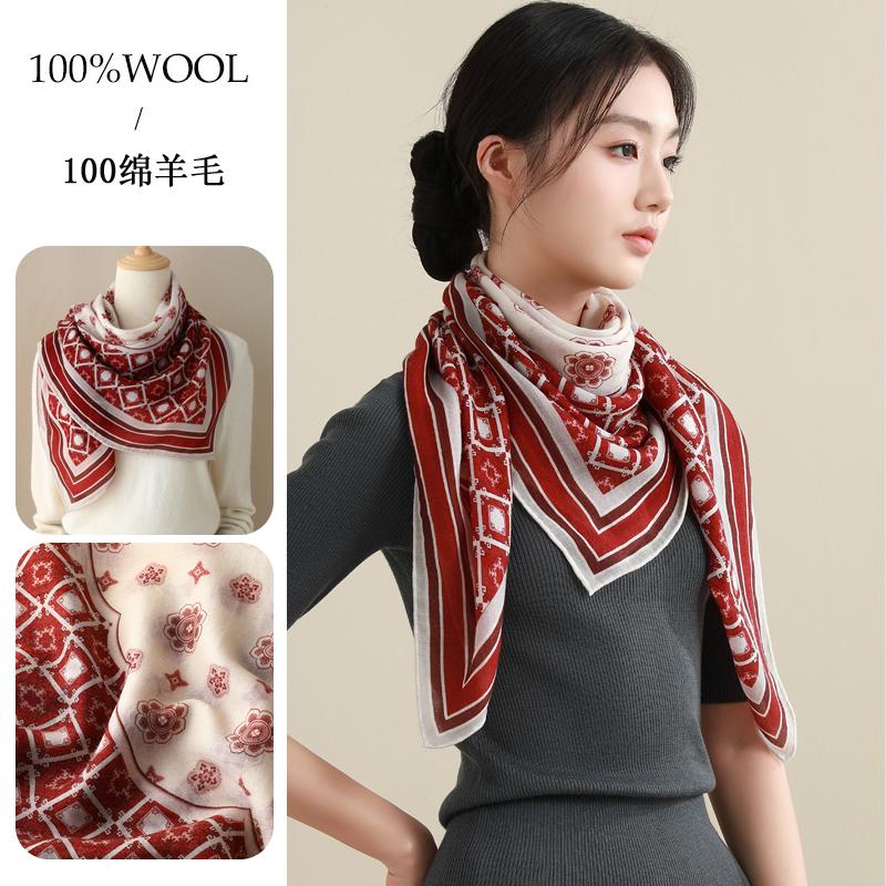 新款纯羊毛围巾春秋冬季薄款