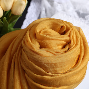 2025新款正品高级感围巾秋冬季百搭保暖真丝丝巾姜黄色妈妈披肩女