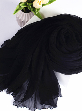 正品2025新款桑蚕丝围巾真丝丝巾女秋冬高级长款黑色洋气流行披肩