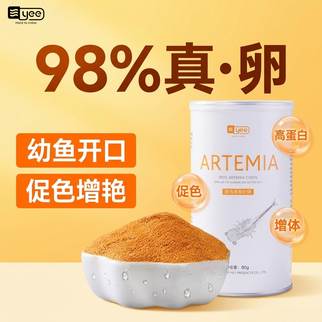 yee丰年虾卵脱壳卵免孵化鱼饲料幼鱼小型鱼粮开口热带鱼凤尾鱼食