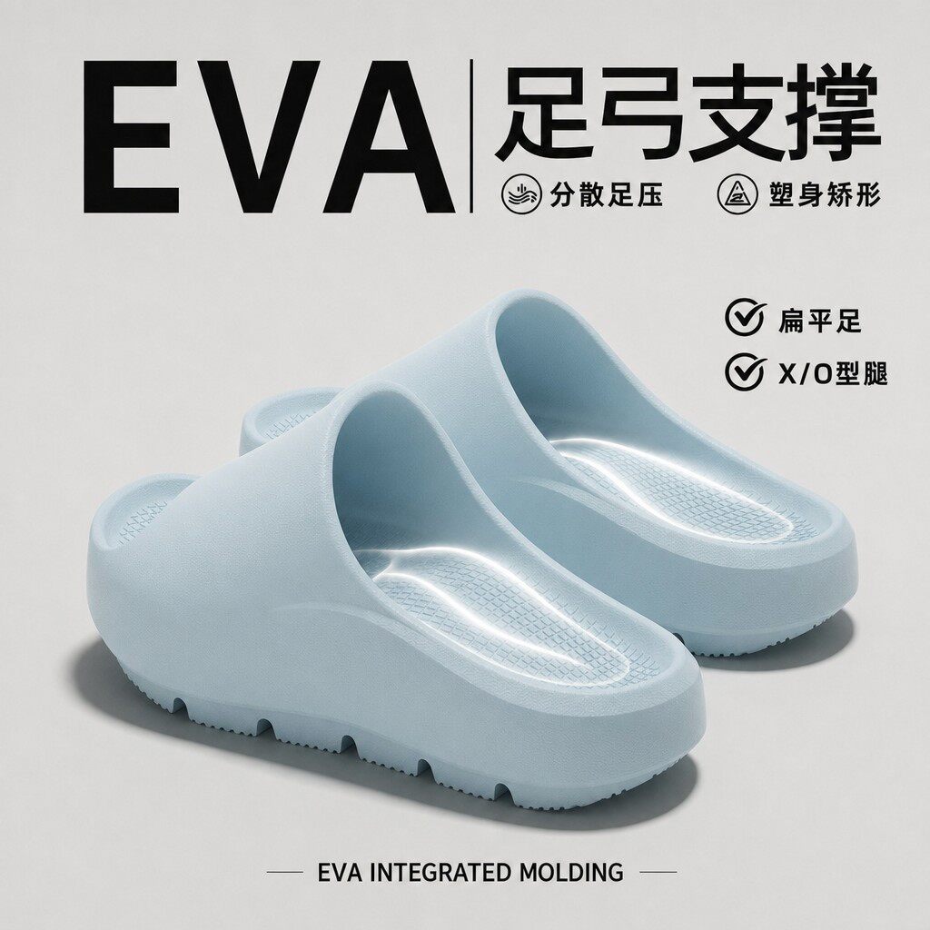 ECAC高足弓支撑防滑厚底凉拖鞋