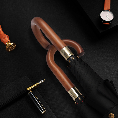 费乐德双层雨伞加大加厚加固长柄伞暴雨抗风自动伞高级感弯柄复古