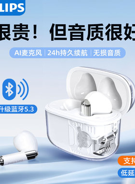 飞利浦AI蓝牙耳机骨传导不入耳无线挂耳传感耳夹式运动新款1168